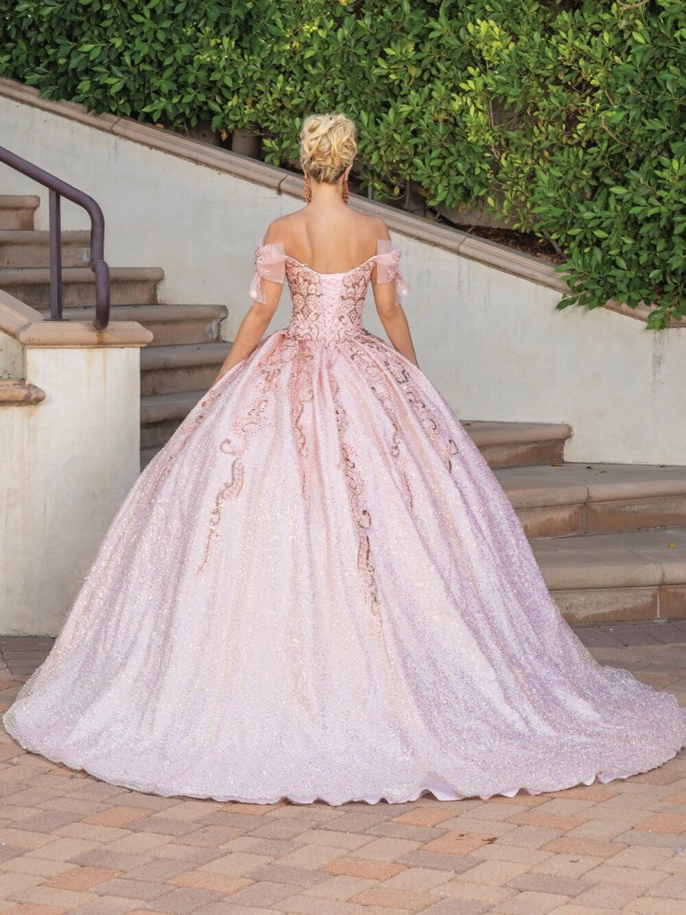 NEW ROSE-GOLD Evening Gown Floor Length Formal Elegant Stunning 1804 - Picture 2 of 3